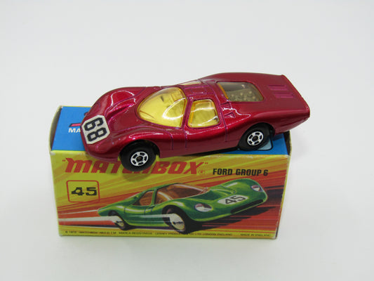 Matchbox Superfast 45A Ford Group 6 Magenta 68 Label (From Porsche 910)