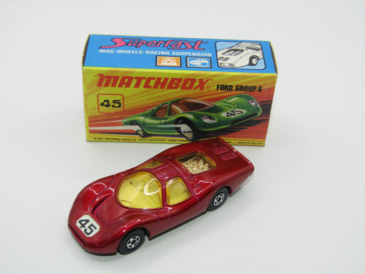 Matchbox Superfast 45A Ford Group 6 METALLIC RED Gloss Black Base