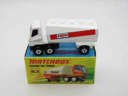 Matchbox Superfast 63B Freeway Gas Tanker EXXON all White 5 SPOKE Wheels