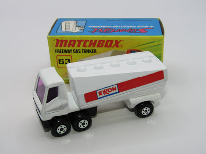 Matchbox Superfast 63B Freeway Gas Tanker EXXON all White 5 SPOKE Wheels