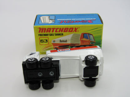 Matchbox Superfast 63B Freeway Gas Tanker EXXON all White 5 SPOKE Wheels