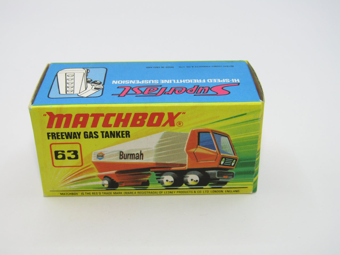 Matchbox Superfast 63B Freeway Gas Tanker EXXON all White 5 SPOKE Wheels