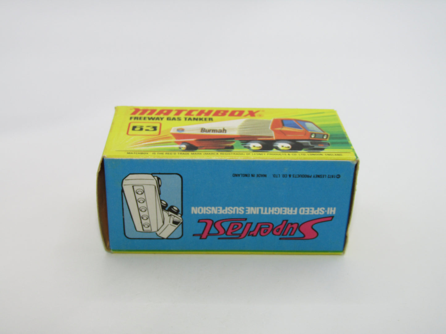 Matchbox Superfast 63B Freeway Gas Tanker EXXON all White 5 SPOKE Wheels