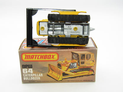 Matchbox Superfast 64D Caterpillar Bulldozer CAT Tampo SILVER PAINTED BASE