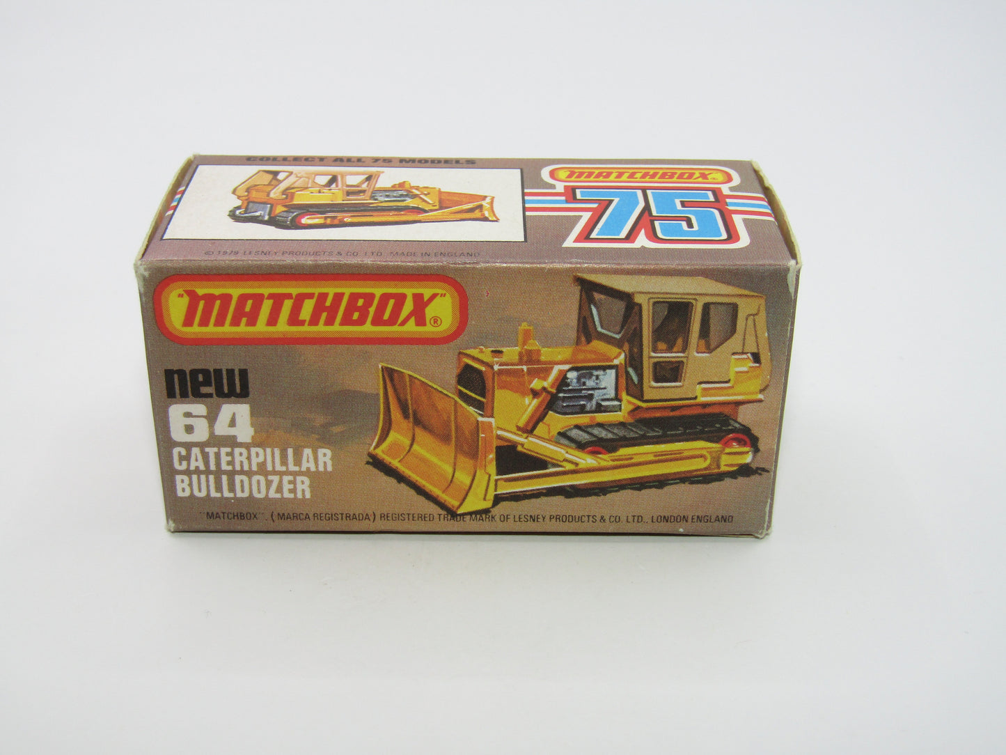 Matchbox Superfast 64D Caterpillar Bulldozer CAT Tampo SILVER PAINTED BASE