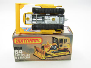 Matchbox Superfast 64D Caterpillar Bulldozer CAT Tampo SILVER BASE Yellow Shovel