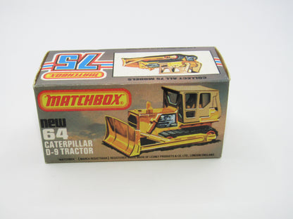 Matchbox Superfast 64D Caterpillar Bulldozer CAT Tampo SILVER BASE Yellow Shovel