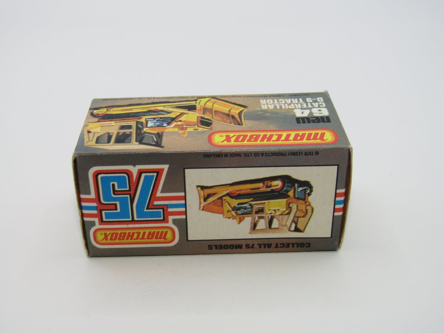 Matchbox Superfast 64D Caterpillar Bulldozer CAT Tampo SILVER BASE Yellow Shovel