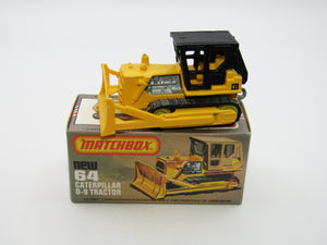 Matchbox Superfast 64D Caterpillar Bulldozer CAT Tampo Lemon Rollers