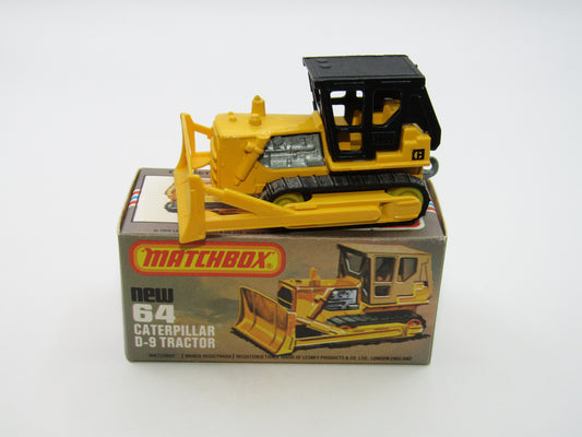 Matchbox Superfast 64D Caterpillar Bulldozer CAT Tampo Lemon Rollers