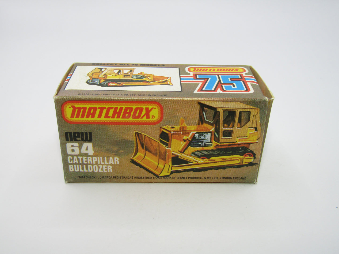 Matchbox Superfast 64D Caterpillar Bulldozer LIGHT Yellow Body Tan Roof