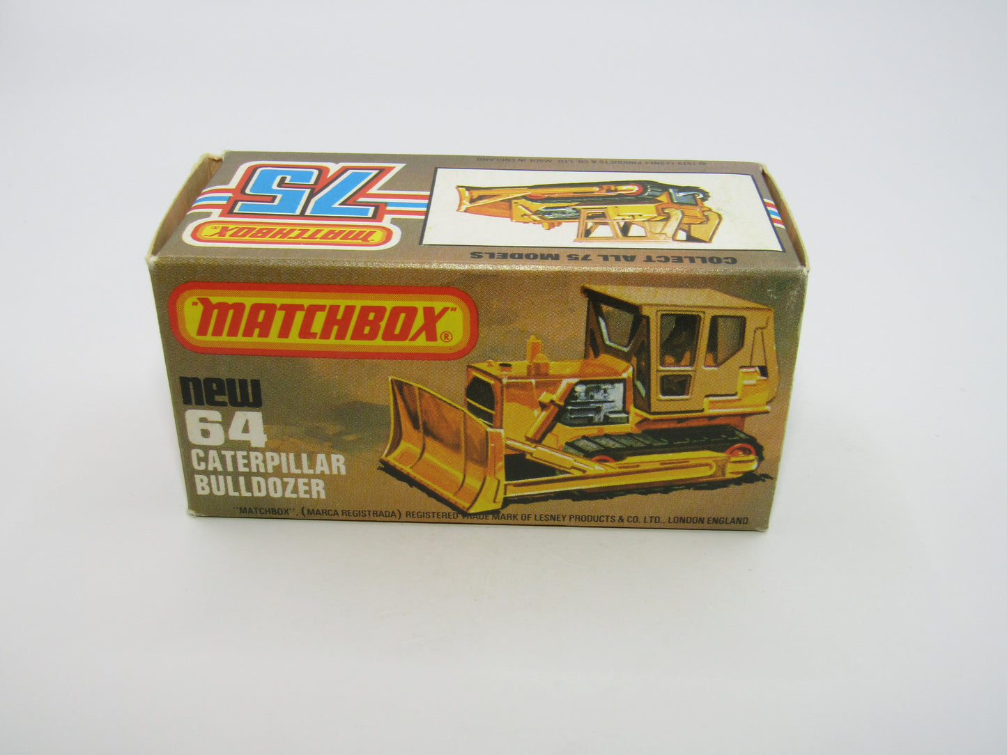 Matchbox Superfast 64D Caterpillar Bulldozer LIGHT Yellow Body Tan Roof