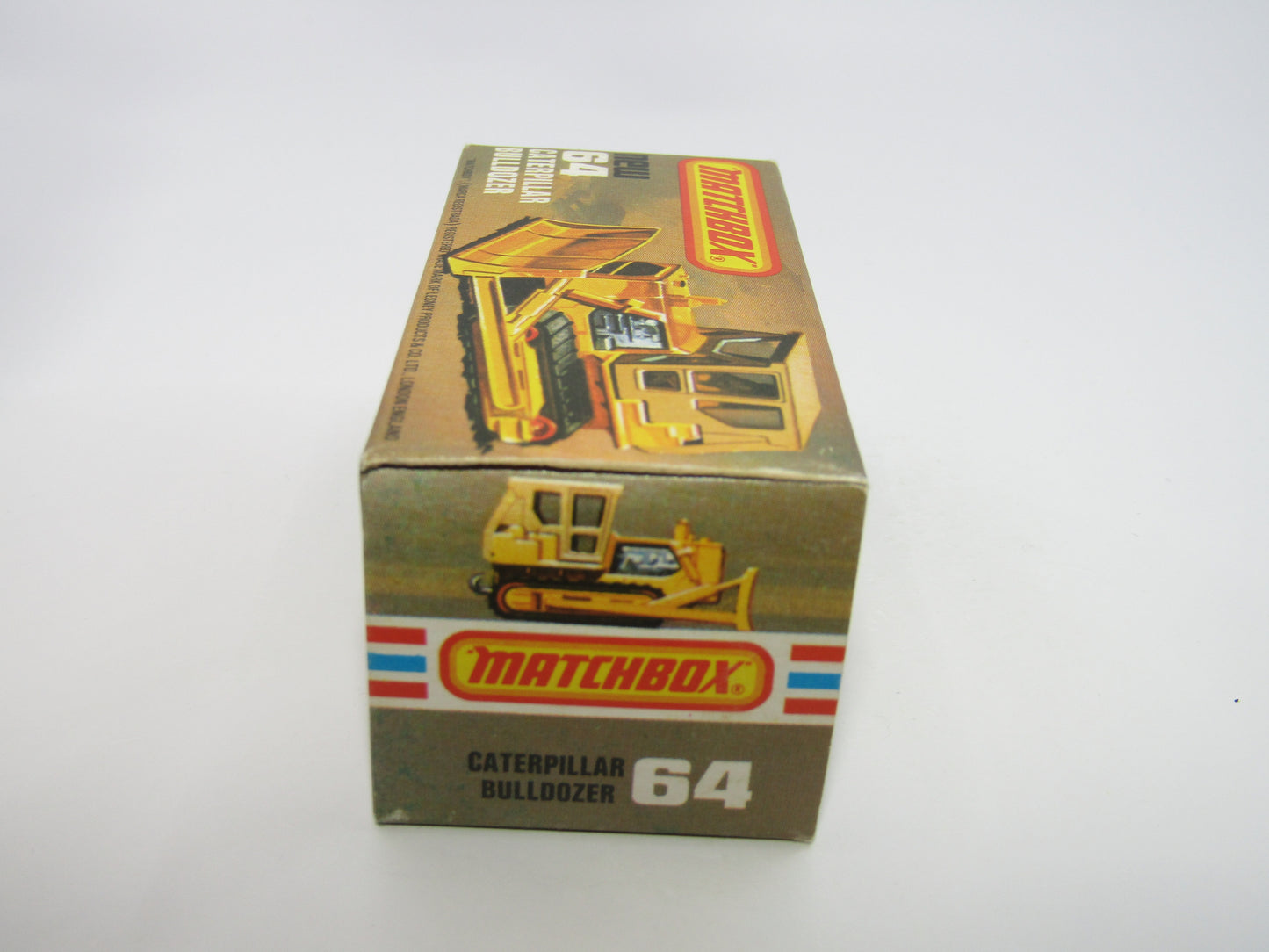 Matchbox Superfast 64D Caterpillar Bulldozer LIGHT Yellow Body Tan Roof