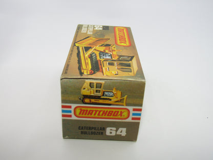 Matchbox Superfast 64D Caterpillar Bulldozer LIGHT Yellow Body Tan Roof