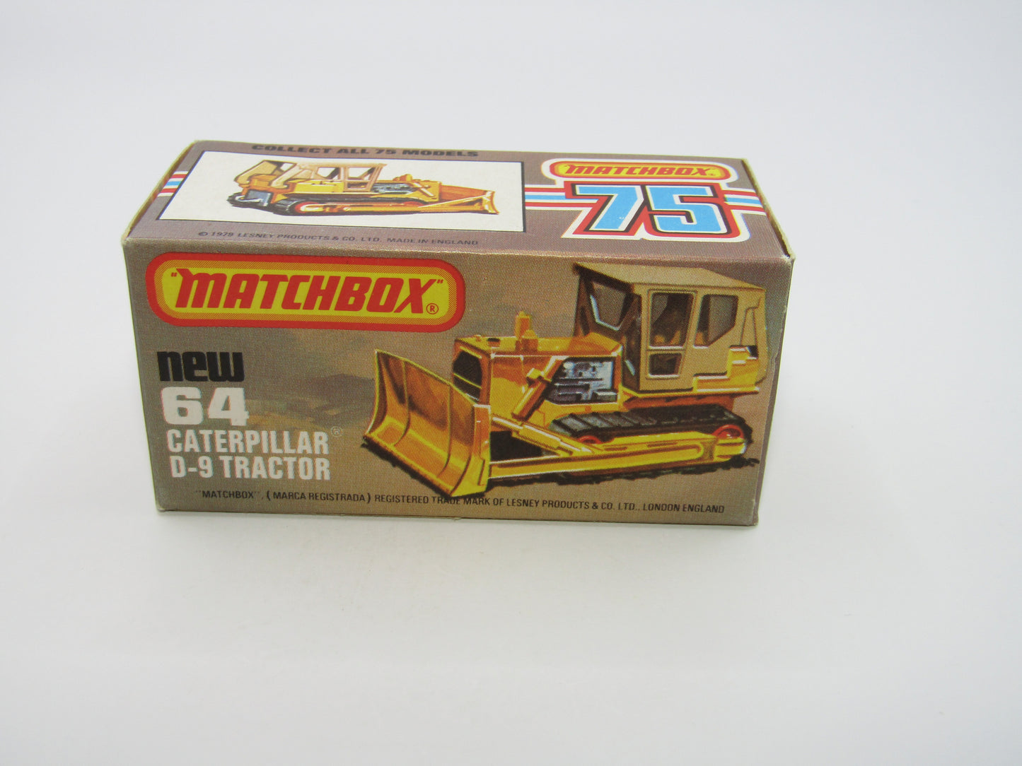 Matchbox Superfast 64D Caterpillar Bulldozer Yellow ORANGE Rollers Tan Roof