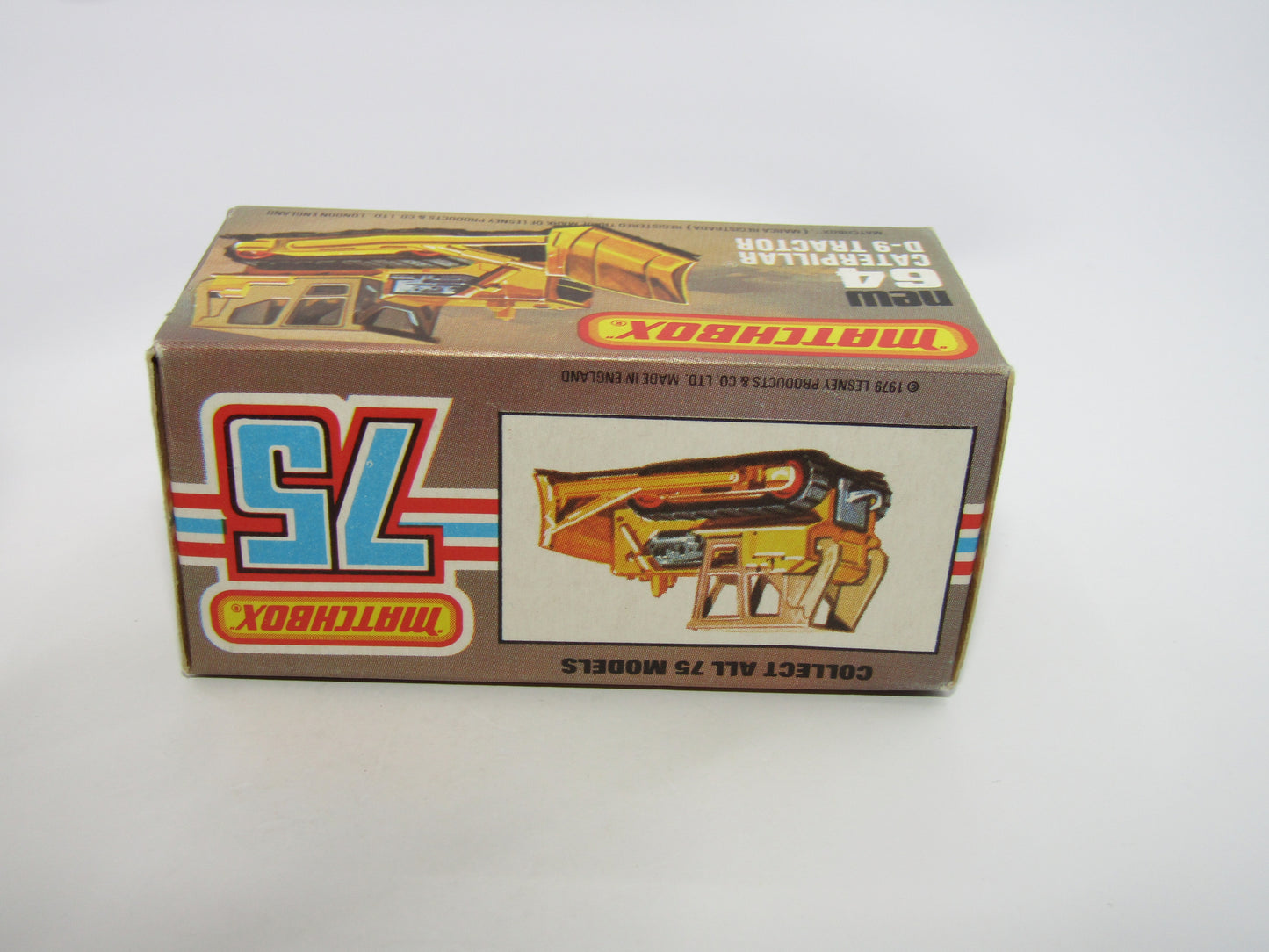 Matchbox Superfast 64D Caterpillar Bulldozer Yellow ORANGE Rollers Tan Roof