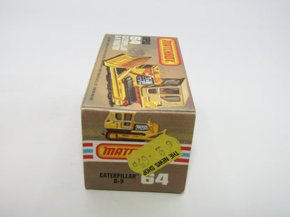 Matchbox Superfast 64D Caterpillar Bulldozer Yellow ORANGE Rollers Tan Roof