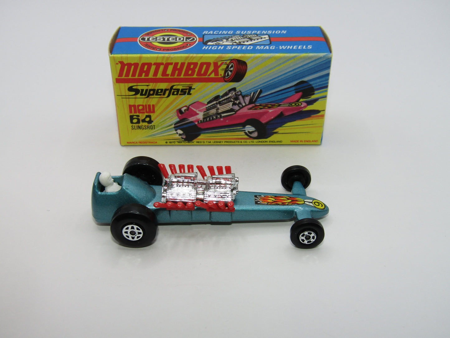 Matchbox Superfast 64B Slingshot Dragster Steel Blue UNPAINTED base