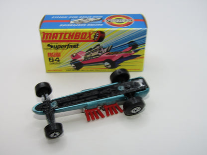 Matchbox Superfast 64B Slingshot Dragster Steel Blue WIDE Front Wheels