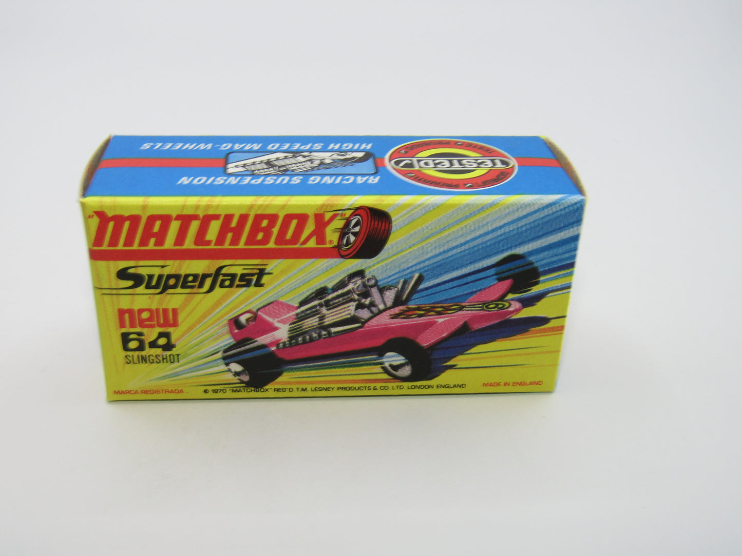 Matchbox Superfast 64B Slingshot Dragster Steel Blue WIDE Front Wheels