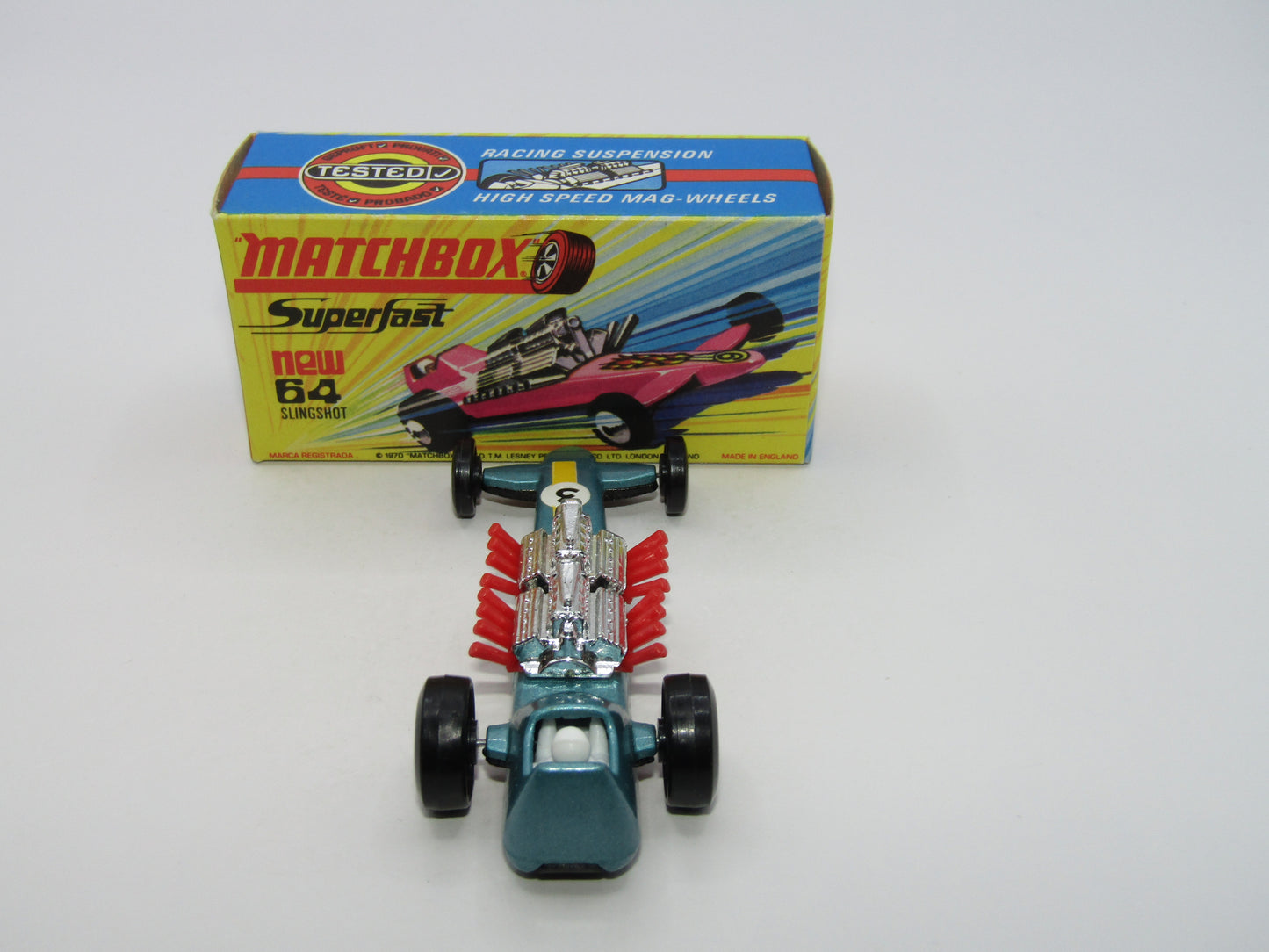Matchbox Superfast 64B Slingshot Dragster Steel Blue "3" Label