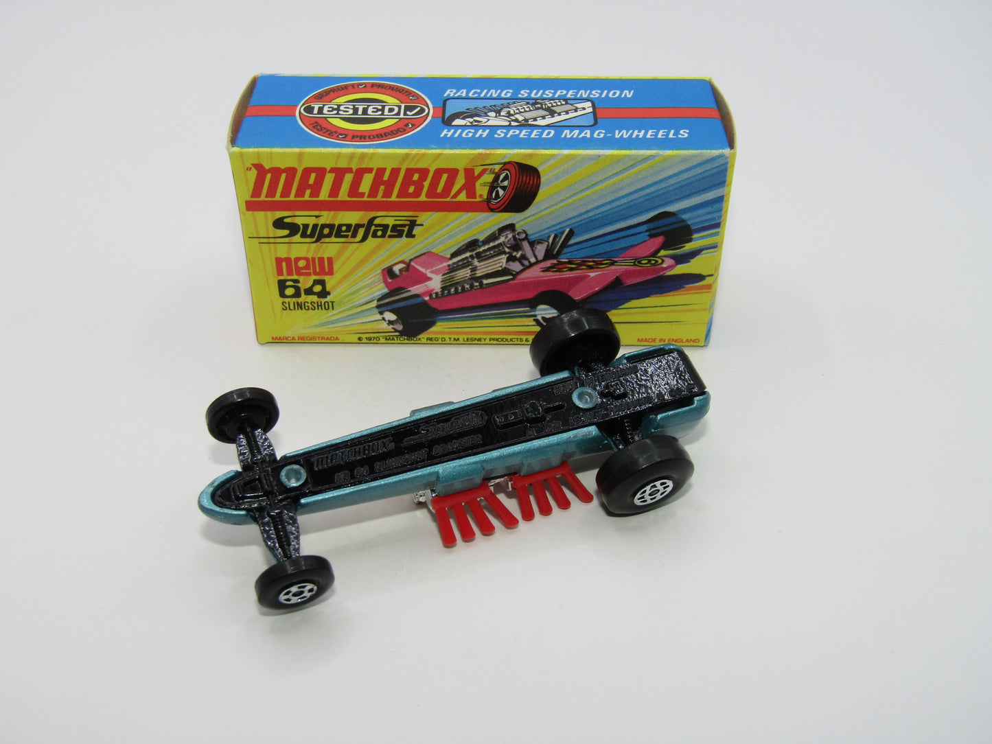 Matchbox Superfast 64B Slingshot Dragster Steel Blue "3" Label