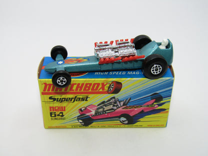 Matchbox Superfast 64B Slingshot Dragster Steel Blue Star & Flames Label