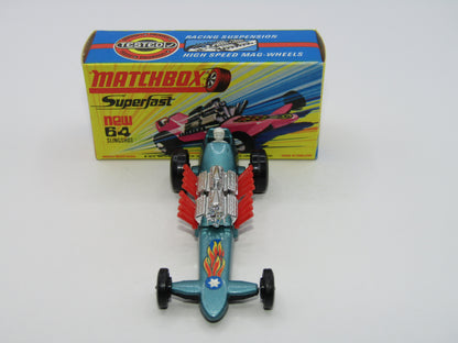 Matchbox Superfast 64B Slingshot Dragster Steel Blue Star & Flames Label