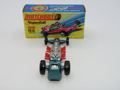 Matchbox Superfast 64B Slingshot Dragster Steel Blue Star & Flames Label