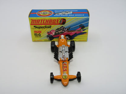 Matchbox Superfast 64B Slingshot Dragster ORANGE Black Engine Pipes
