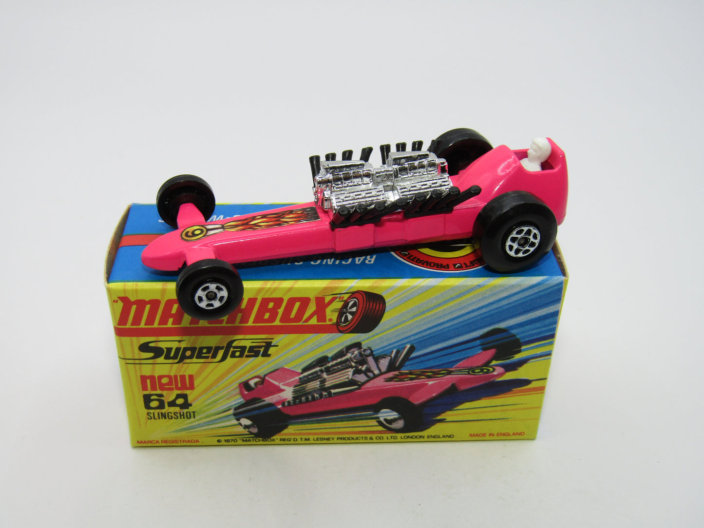 Matchbox Superfast 64B Slingshot Dragster LIGHT Pink Black Engine Pipes