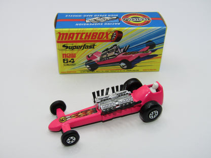 Matchbox Superfast 64B Slingshot Dragster LIGHT Pink Black Engine Pipes