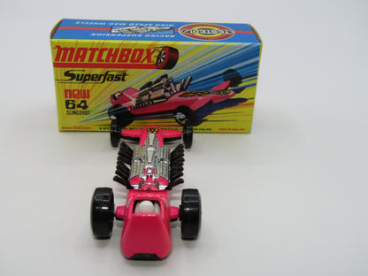 Matchbox Superfast 64B Slingshot Dragster LIGHT Pink Black Engine Pipes