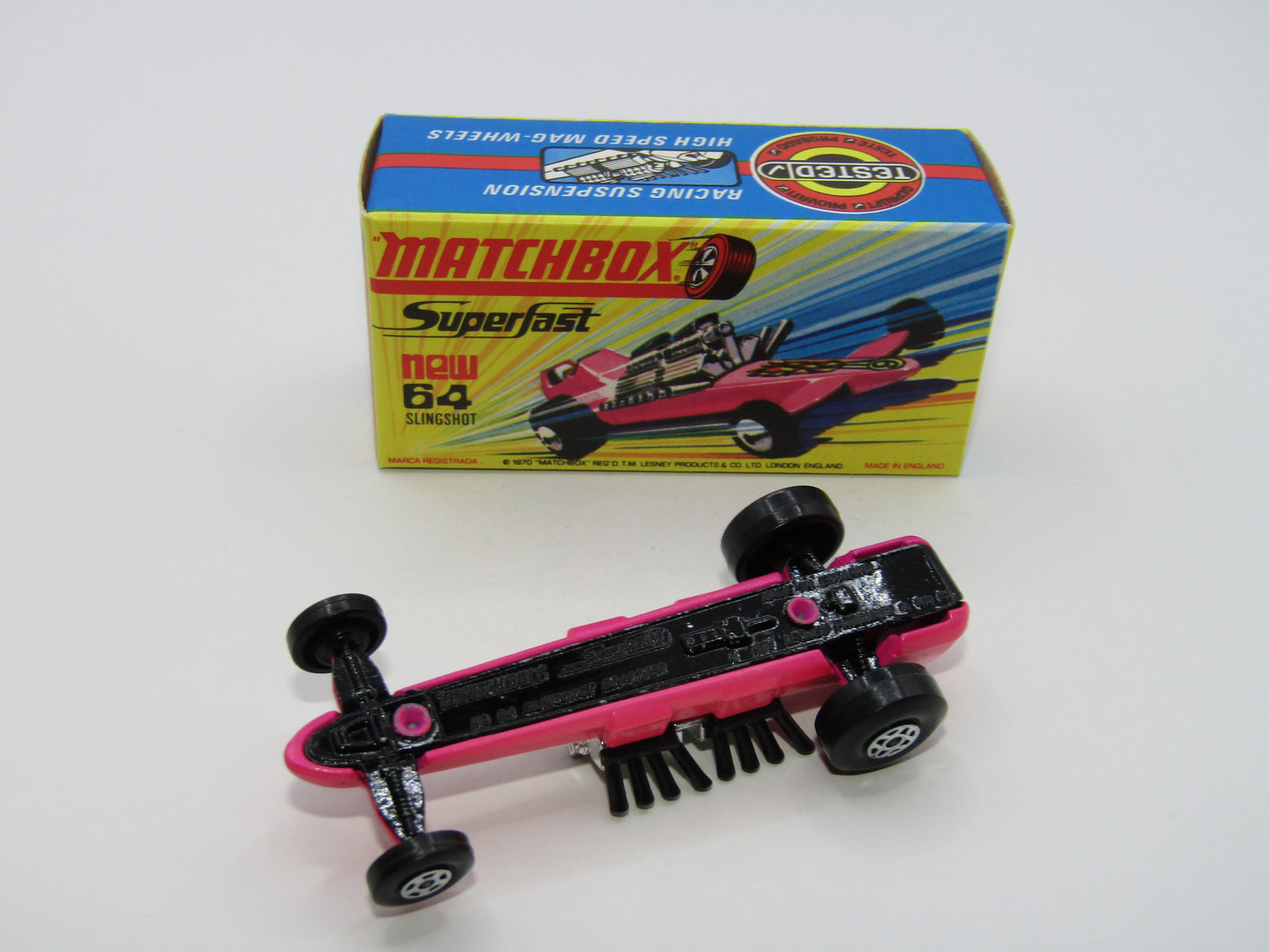 Matchbox Superfast 64B Slingshot Dragster LIGHT Pink Black Engine Pipes