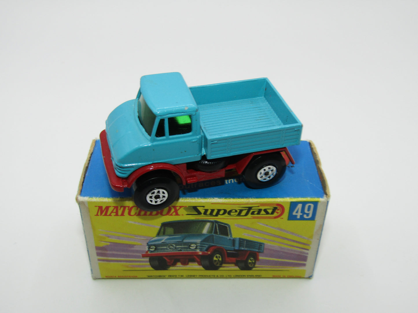 Matchbox Superfast 49A Unimog Turquoise Blue Regular Wheels Colour