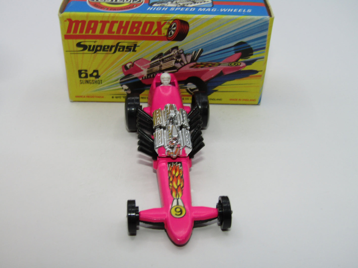 Matchbox Superfast 64B Slingshot Dragster HOT PINK Black Engine Pipes