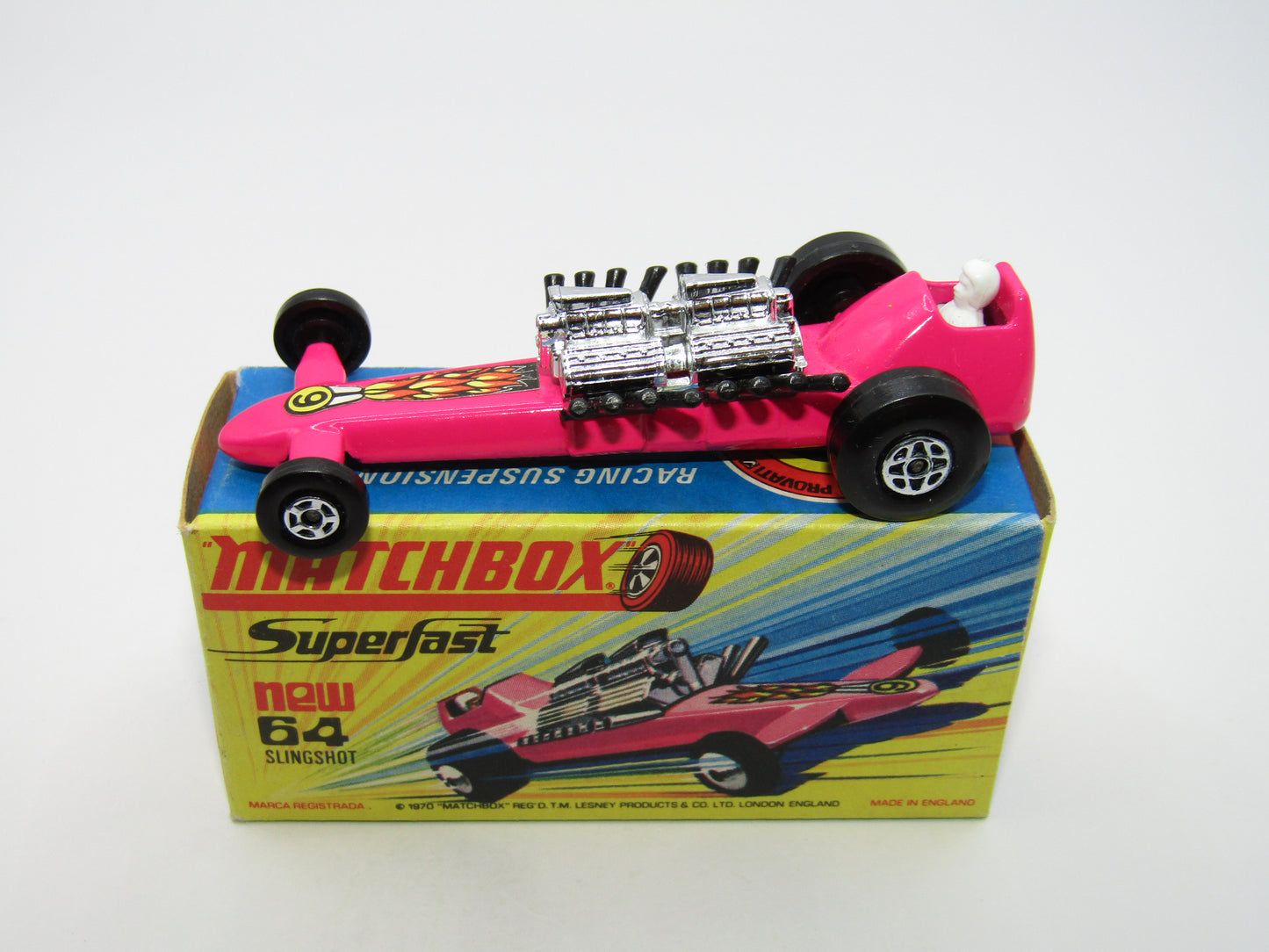 Matchbox Superfast 64B Slingshot Dragster DARK PINK Black Engine Pipes