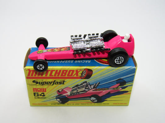 Matchbox Superfast 64B Slingshot Dragster DARK PINK Black Engine Pipes