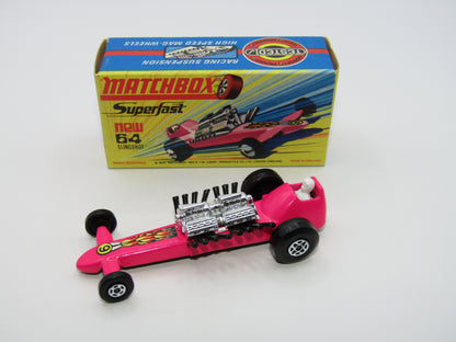 Matchbox Superfast 64B Slingshot Dragster DARK PINK Black Engine Pipes