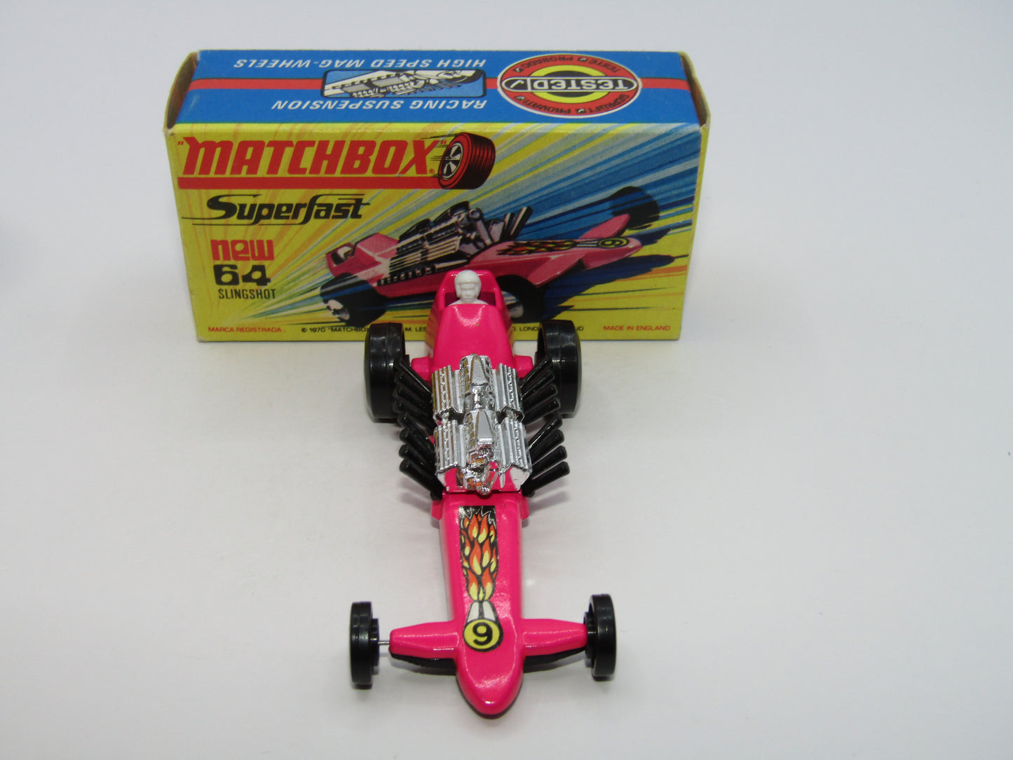 Matchbox Superfast 64B Slingshot Dragster DARK PINK Black Engine Pipes