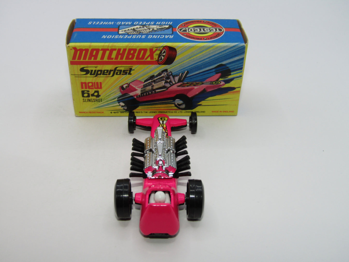 Matchbox Superfast 64B Slingshot Dragster DARK PINK Black Engine Pipes