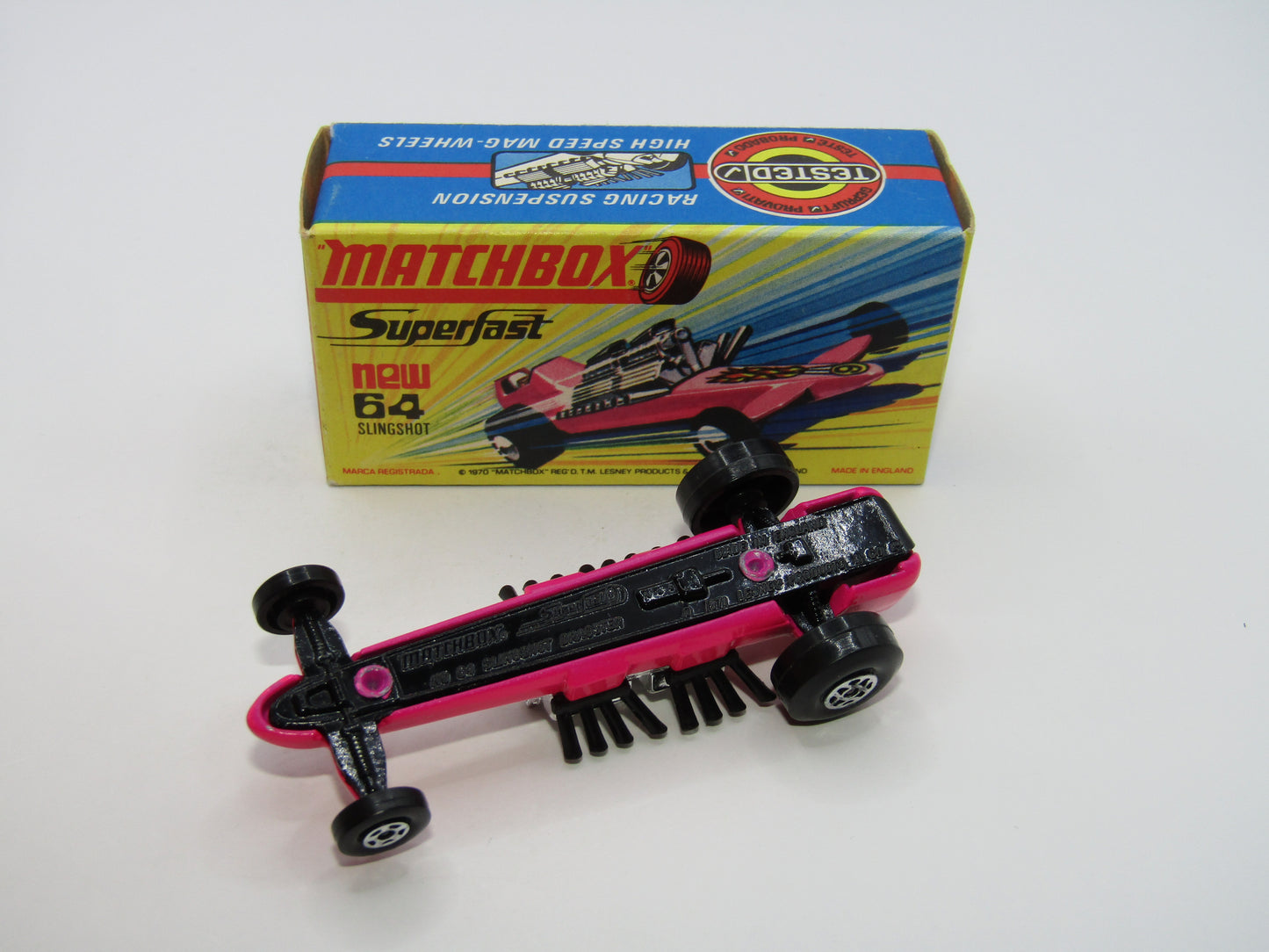 Matchbox Superfast 64B Slingshot Dragster DARK PINK Black Engine Pipes