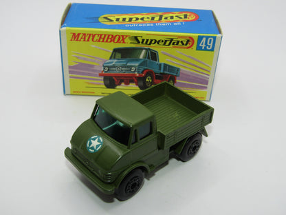 Matchbox Superfast 49A Unimog Olive Green, BRIGHT Green Star Label