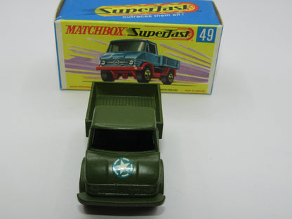 Matchbox Superfast 49A Unimog Olive Green, BRIGHT Green Star Label