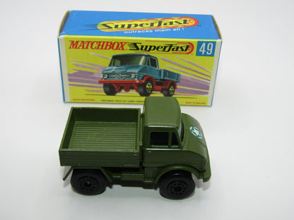 Matchbox Superfast 49A Unimog Olive Green, BRIGHT Green Star Label