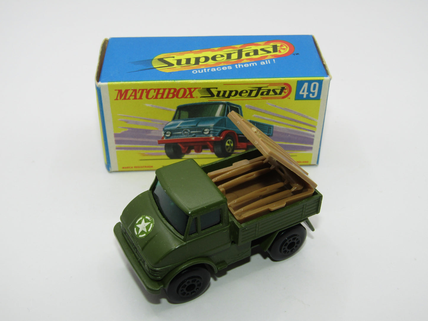 Matchbox Superfast 49A Unimog Olive Green, OLIVE Green Star Label