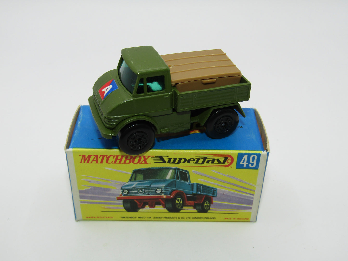 Matchbox Superfast 49A Unimog Olive Green, A Label with Gun Pack
