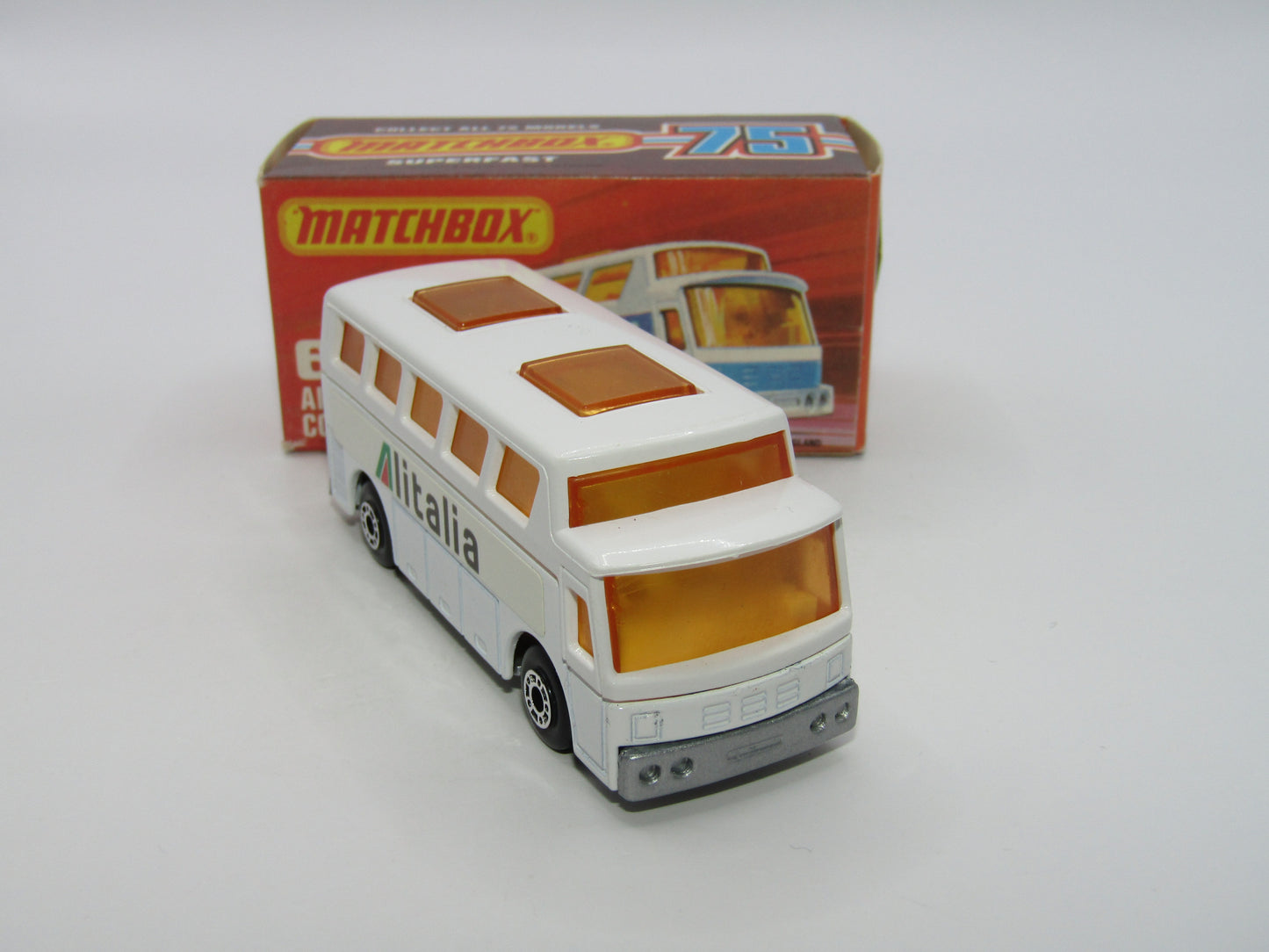 Matchbox Superfast 65B Airport Coach Alitalia Silver Base