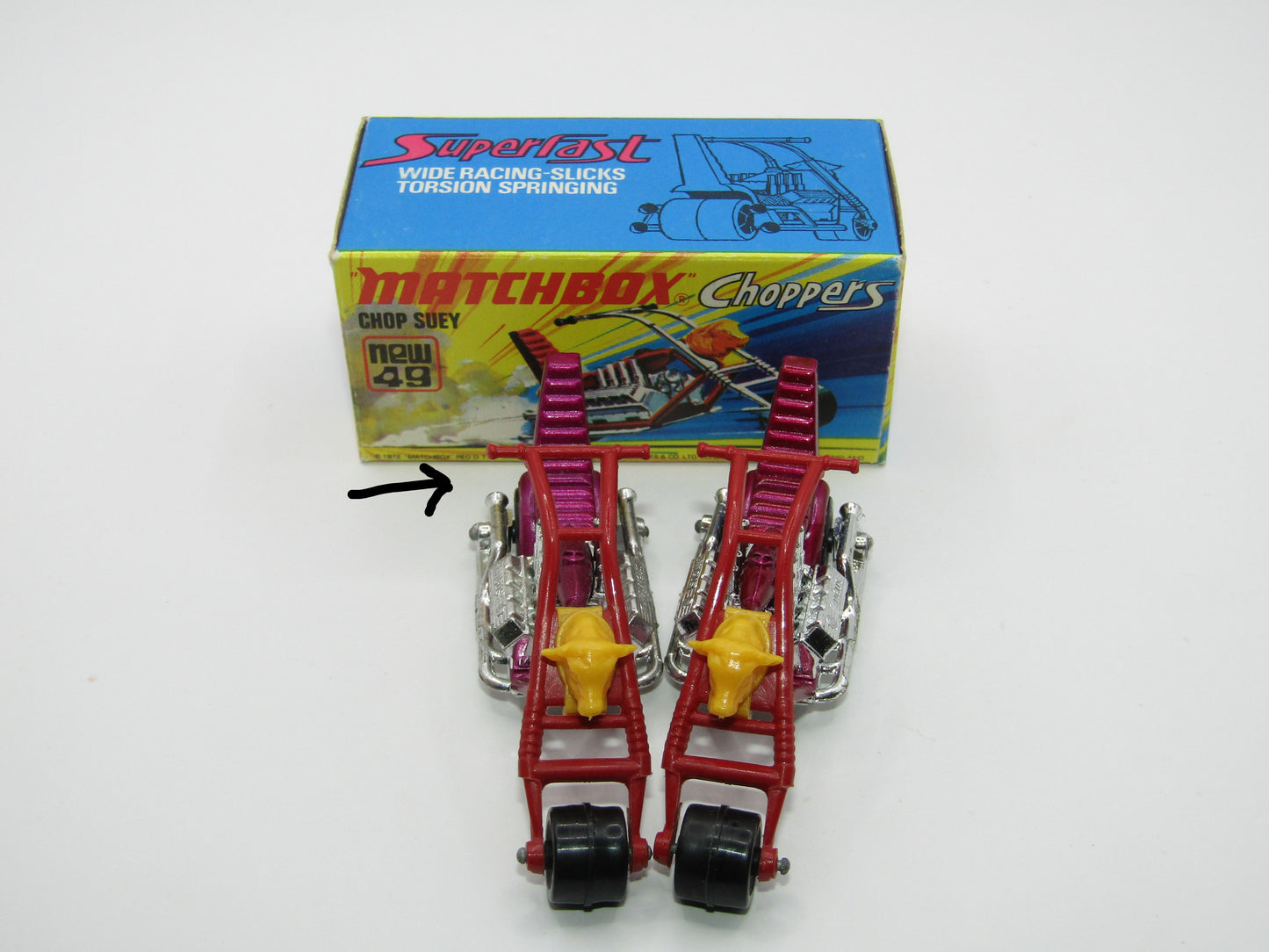 Matchbox Superfast 49B Chop Suey LIGHT PURPLE Maroon Handlebars