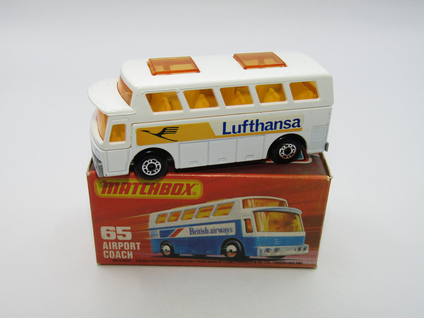 Matchbox Superfast 65B Airport Coach White Body Lufthansa Silver Base